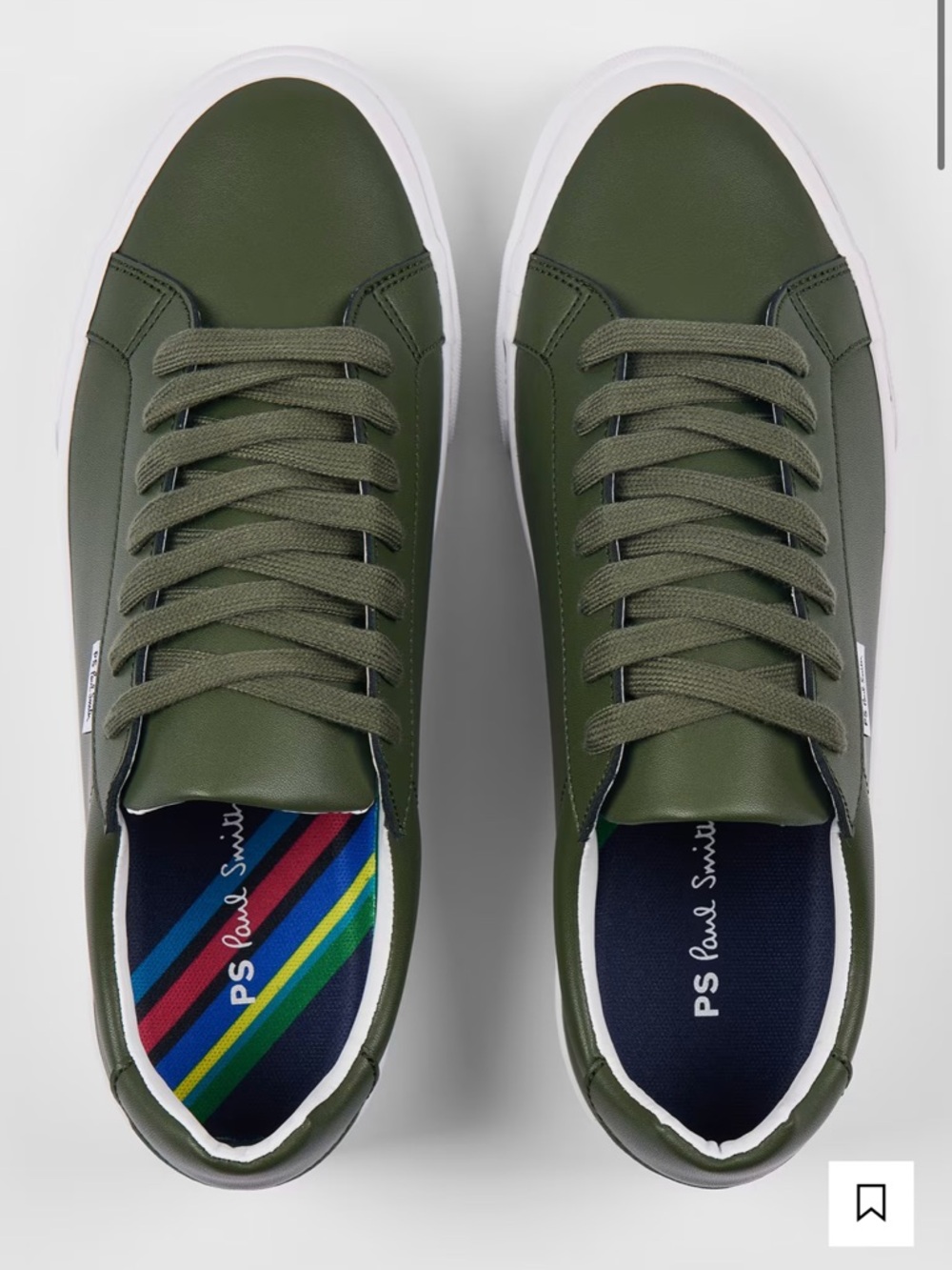 Paul Smith Men’s Khaki Coated Leather 'Amos' Trainers